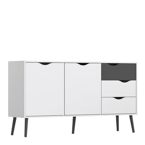 *Oslo Sideboard - Large - 3 Drawers 2 Doors in White and Black Matt