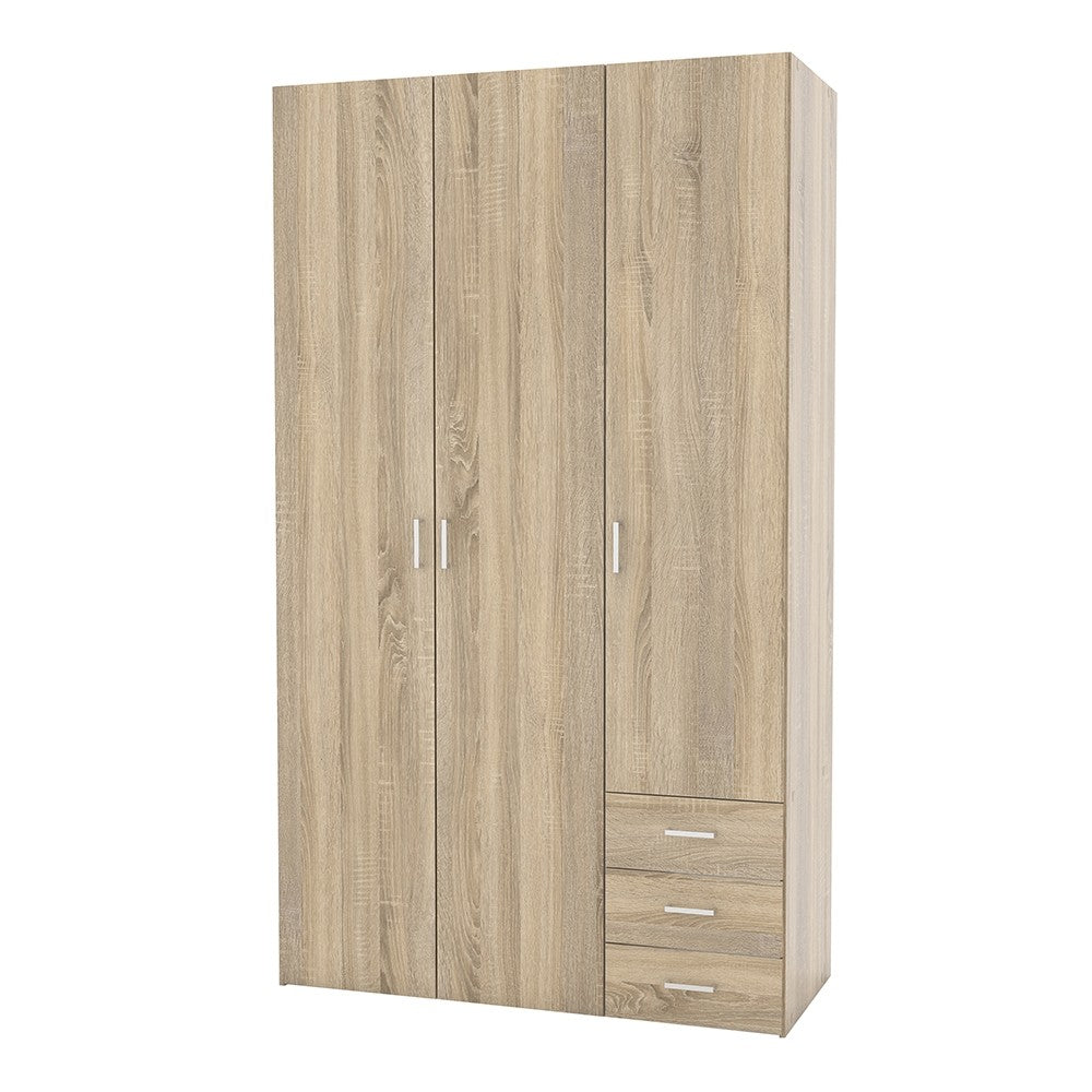 Space Wardrobe - 3 Doors 3 Drawers in Oak 2000