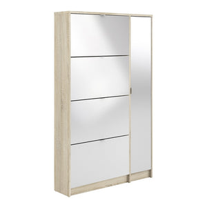 Shoes Shoe cabinet w. 4 tilting doors and 2 layers + 1 mirror door