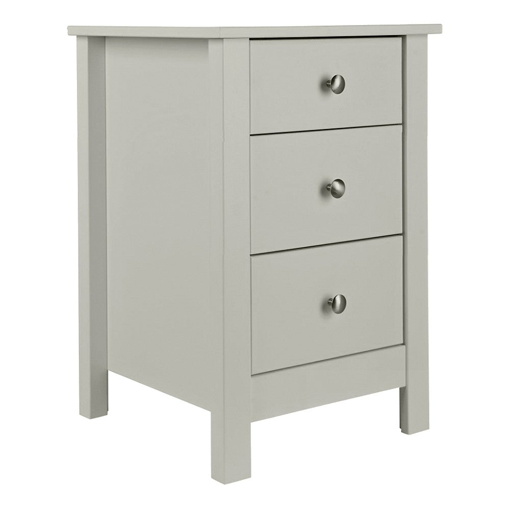 Florence 3 drawer bedside in Soft Grey