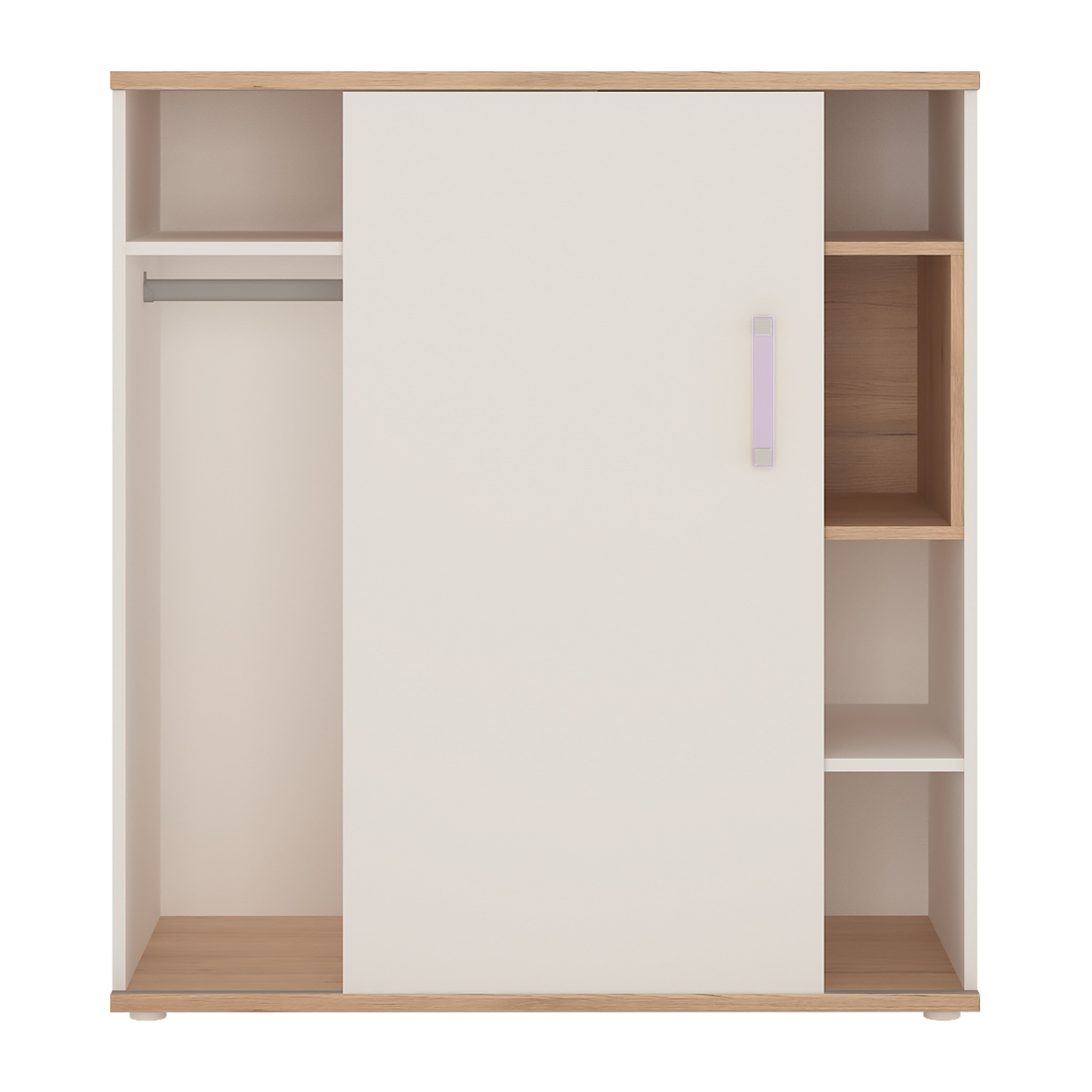 4KIDS Low cabinet with shelves (sliding door) with lilac handles