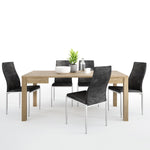 Dining set package Shetland Extending Dining Table + 6 Milan High Back Chair Black.