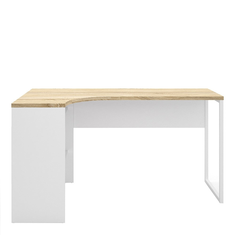 Function Plus Corner Desk 2 Drawers in White and Oak FSC Mix 70 % NC-COC-060652