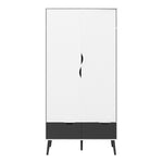 Oslo Wardrobe 2 Doors 2 Drawers in White and Black Matt