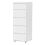 Nova Narrow Chest of 5 Drawers in White