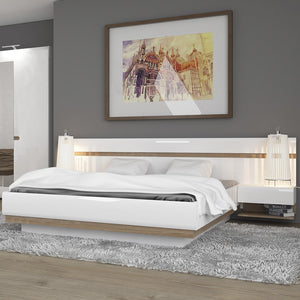 Chelsea Bedroom Super Kingsize Bed in white with an Truffle Oak Trim
