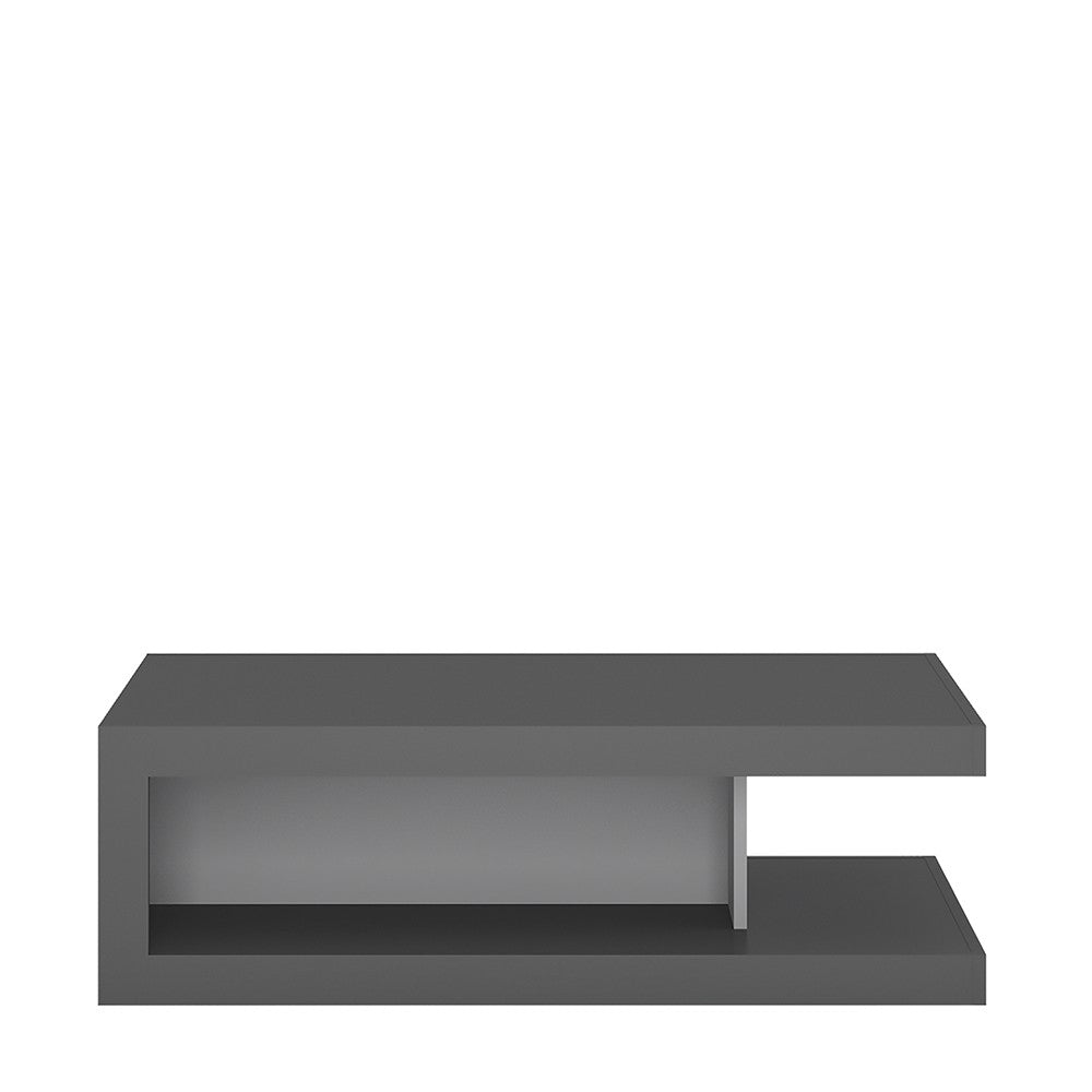 Lyon Designer coffee table on wheels in Platinum/Light Grey Gloss