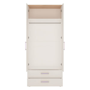 4KIDS 2 door 2 drawer wardrobe with lilac handles