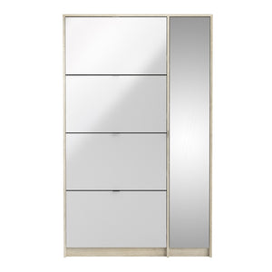 Shoes Shoe cabinet w. 4 tilting doors and 2 layers + 1 mirror door