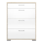 Homeline Chest of 4 Drawers in Oak with White High Gloss