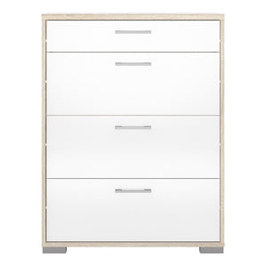 Homeline Chest of 4 Drawers in Oak with White High Gloss