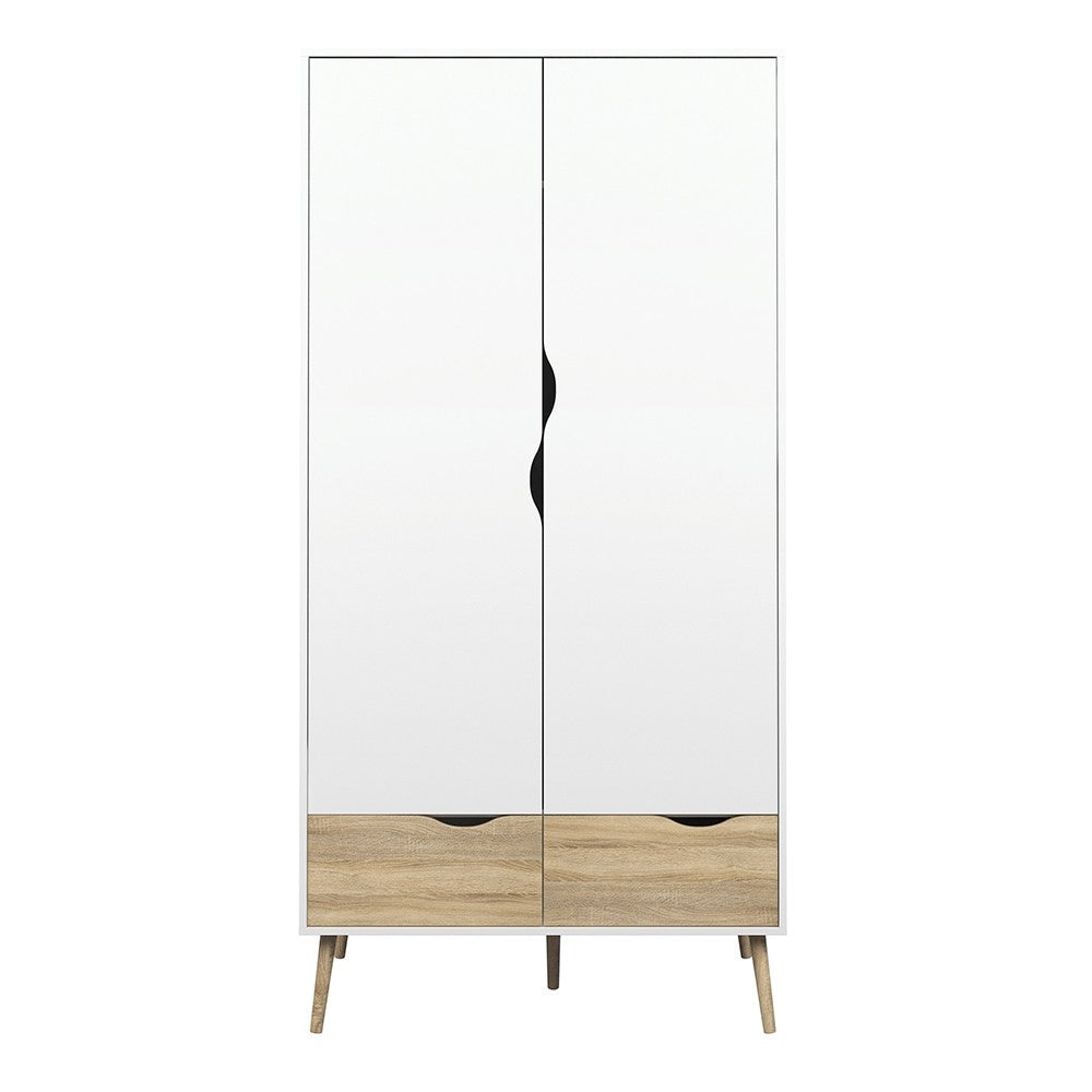 Oslo Wardrobe 2 Doors 2 Drawers in White and Oak FSC Mix 70 % NC-COC-060652