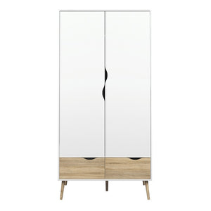 Oslo Wardrobe 2 Doors 2 Drawers in White and Oak FSC Mix 70 % NC-COC-060652