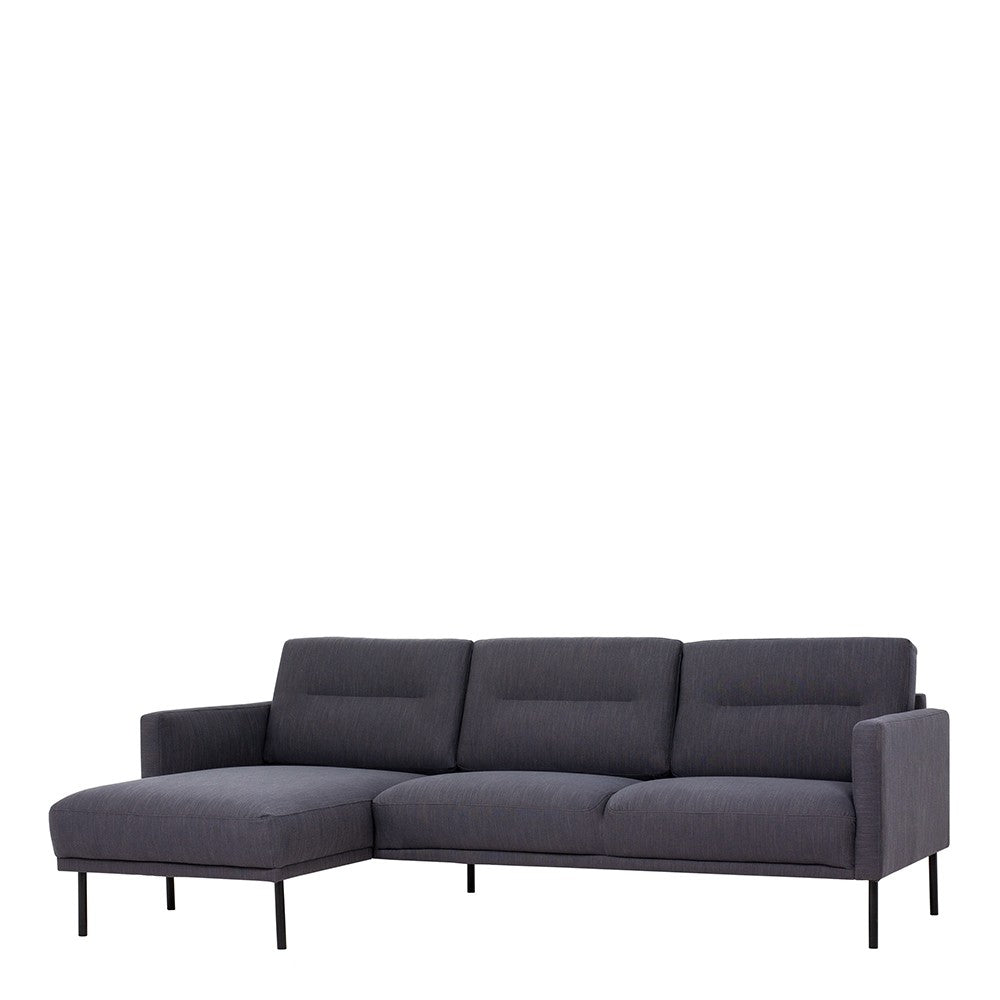 Larvik Chaiselongue Sofa (LH) - Antracit , Black Legs