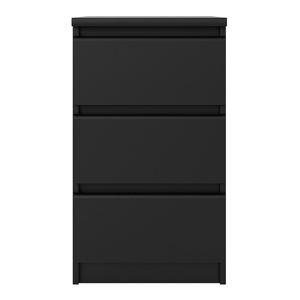 Naia Bedside - 3 Drawers in Black Matt