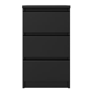 Naia Bedside - 3 Drawers in Black Matt