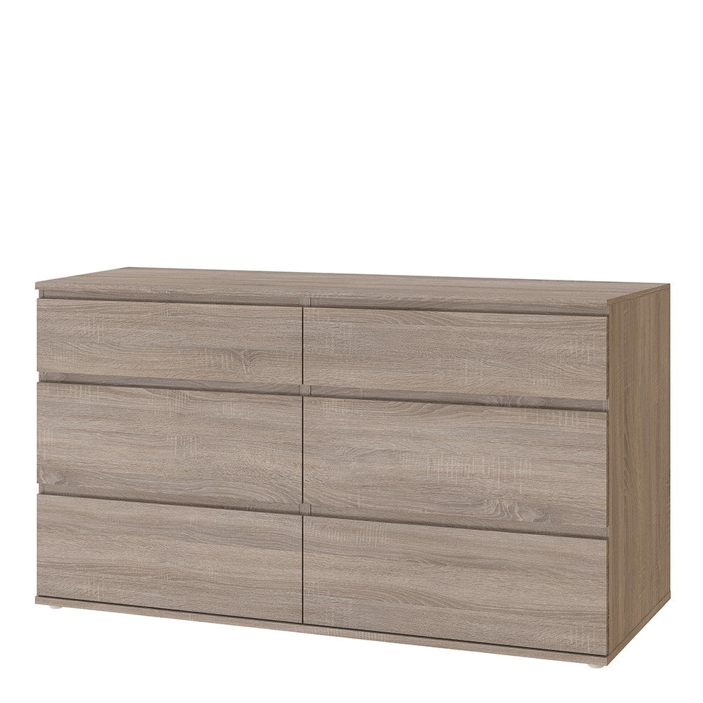 Nova Wide Chest of 6 Drawers (3+3) in Truffle Oak