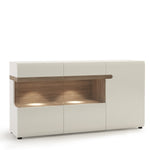 Chelsea Living 3 Door Glazed Sideboard in white with an Truffle Oak Trim