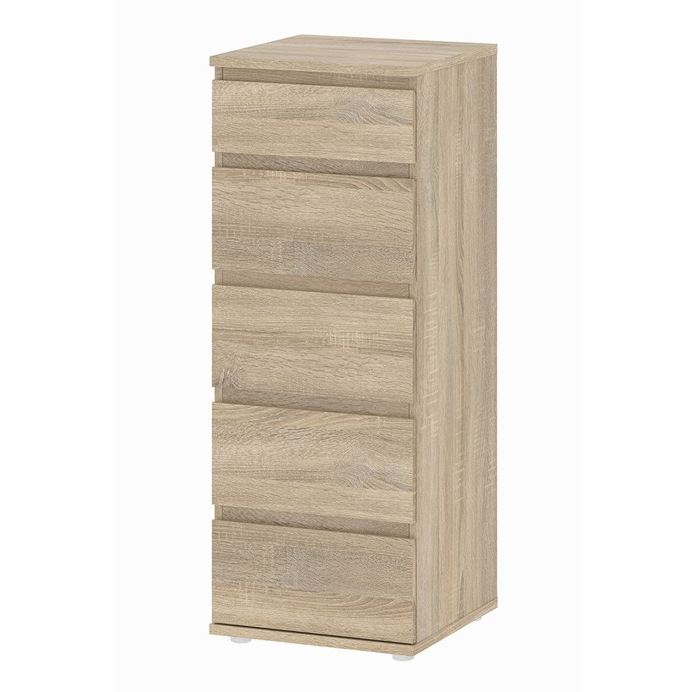 Nova Narrow Chest of 5 Drawers in Oak