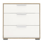 Line Chest of 3 Drawers in White and Oak