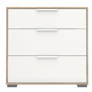 Line Chest of 3 Drawers in White and Oak