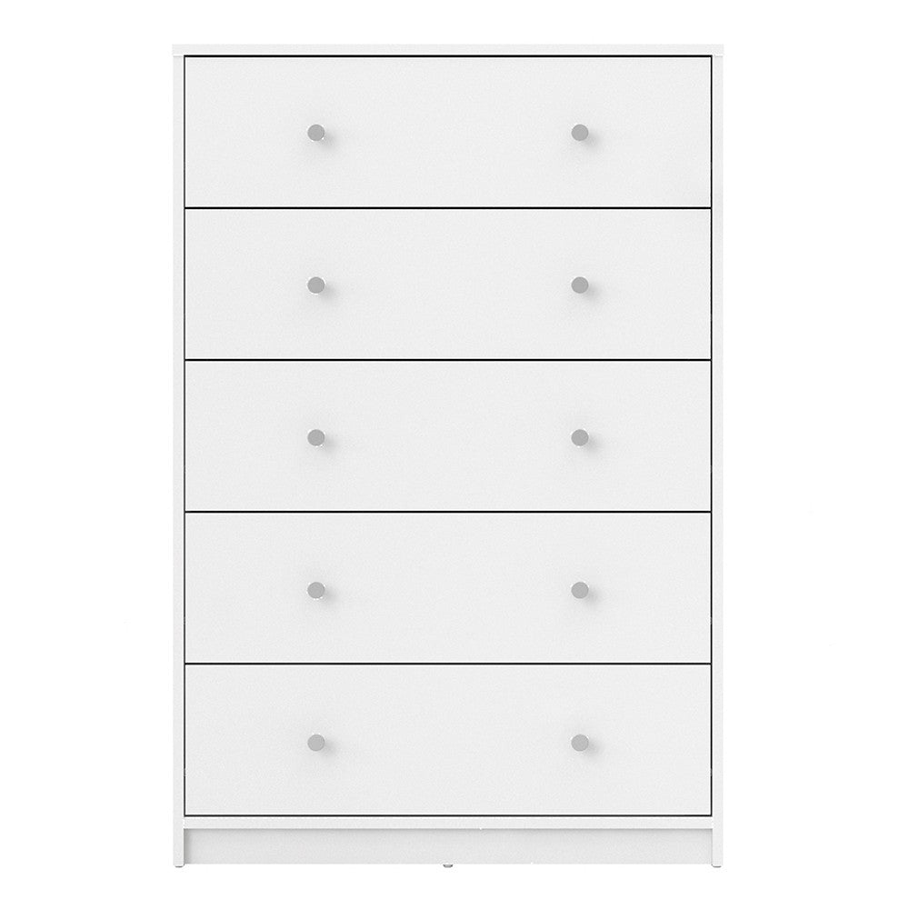 Nova Chest of 5 Drawers in White