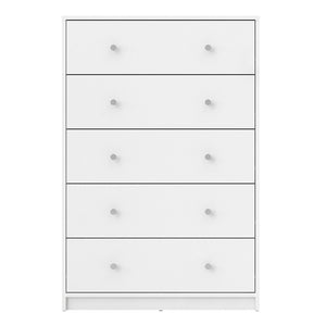 Nova Chest of 5 Drawers in White