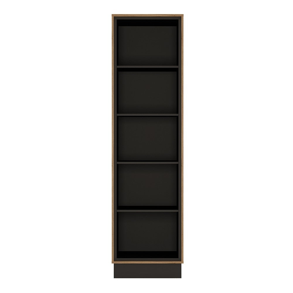 Brolo Tall Bookcase With the walnut and dark panel finish