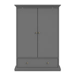 Paris Wardrobe with 2 Doors 1 Drawer 2 Shelves in Matt Grey