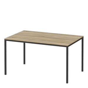 Family Dining Table 140cm Oak Table Top with Black Legs