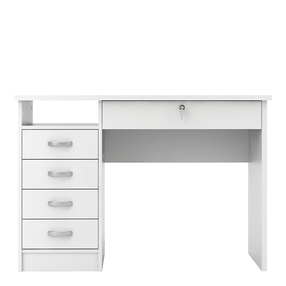 Function Plus Desk 5 Drawers in White