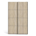 Verona Sliding Wardrobe 120cm in Oak with Oak Doors with 5 Shelves