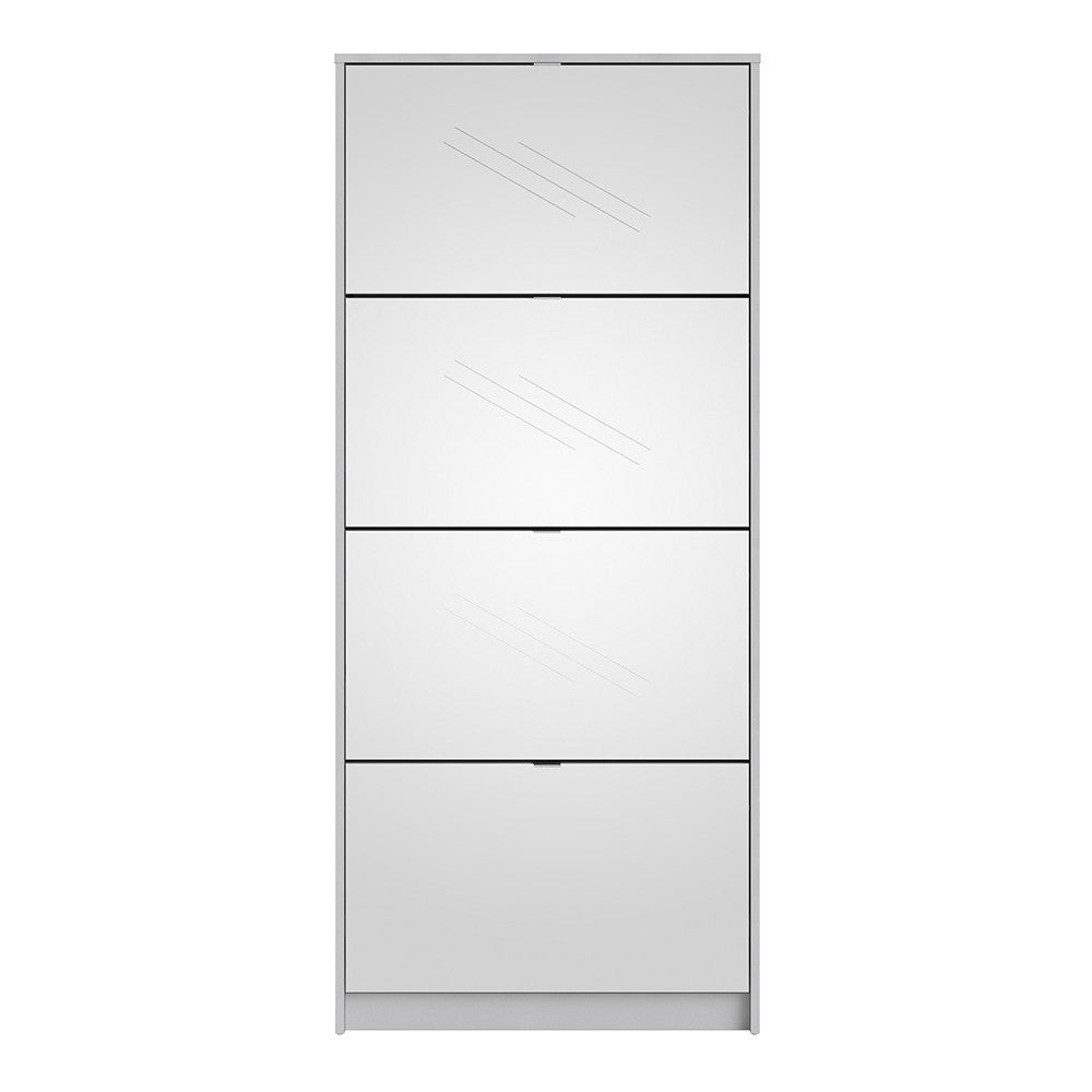 Shoes Shoe cabinet w. 4 mirror tilting doors and 2 layers