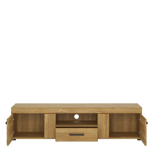 Cortina 2 door 1 drawer wide TV cabinet in Grandson Oak