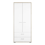 Homeline Wardrobe - 2 Doors 2 Drawers in Oak with White High Gloss