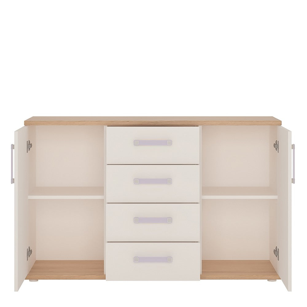 4KIDS 2 door 4 drawer sideboard with lilac handles