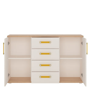 4KIDS 2 door 4 drawer sideboard with orange handles  4KIDS 2 door 4 drawer sideboard with orange handles