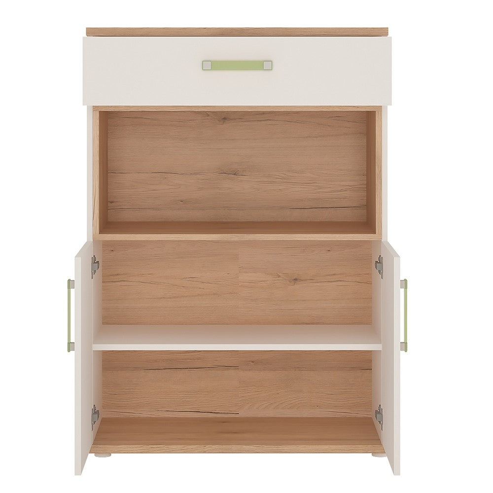 4KIDS 2 door 1 drawer cupboard with open shelf with lemon handles