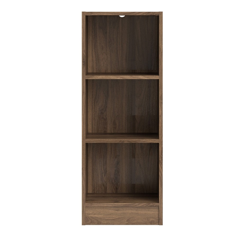 Basic Low Narrow Bookcase (2 Shelves) in Walnut