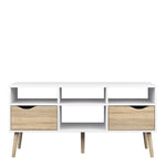 Oslo TV Unit - Wide - 2 Drawers 4 Shelves in White and Oak FSC Mix 70 % NC-COC-060652