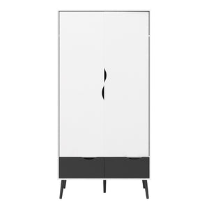 Oslo Wardrobe 2 Doors 2 Drawers in White and Black Matt