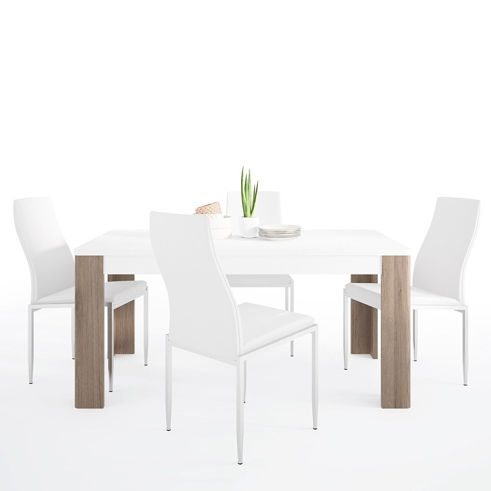 Dining set package Toronto 160 cm Dining Table + 4 Milan High Back Chair Grey.