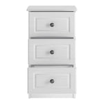 Hampshire 3 drawer bedside in white textured MDF and white melamine