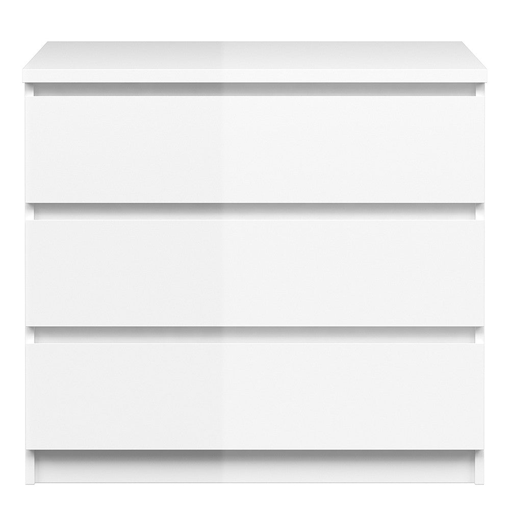 Naia Chest of 3 Drawers in White High Gloss