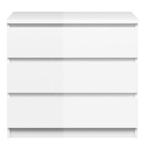 Naia Chest of 3 Drawers in White High Gloss