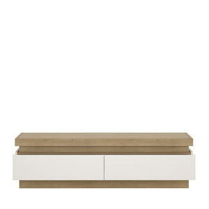 Lyon 2 drawer TV cabinet in Riviera Oak/White High Gloss