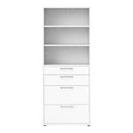 Prima Bookcase 5 Shelves with 2 Drawers + 2 File Drawers in White