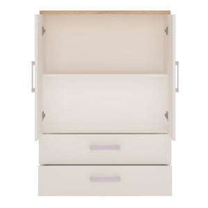 4KIDS 2 door 2 drawer cabinet with lilac handles