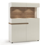 Chelsea Living Low Display Cabinet 109 cm wide in white with an Truffle Oak Trim