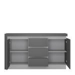 Lyon 2 door 3 drawer sideboard in Platinum/Light Grey Gloss